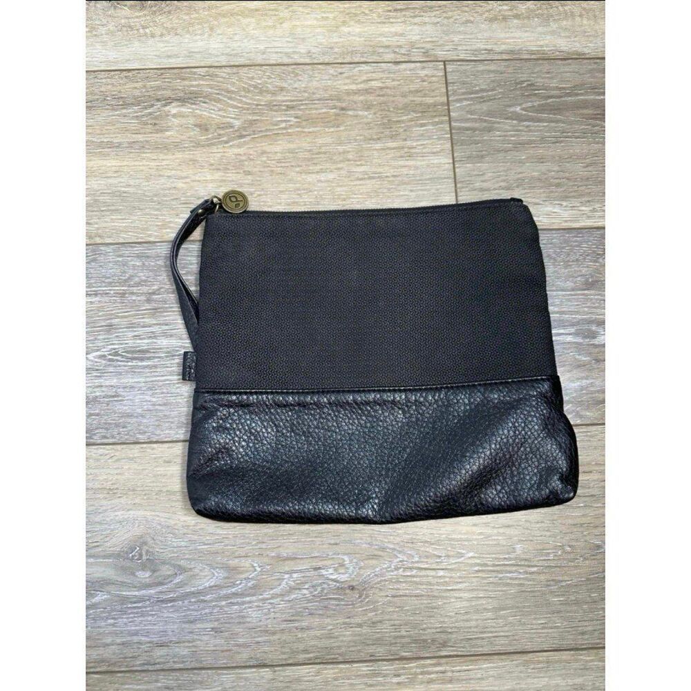 Pistil Black Leather Pouch Wristlet Bag